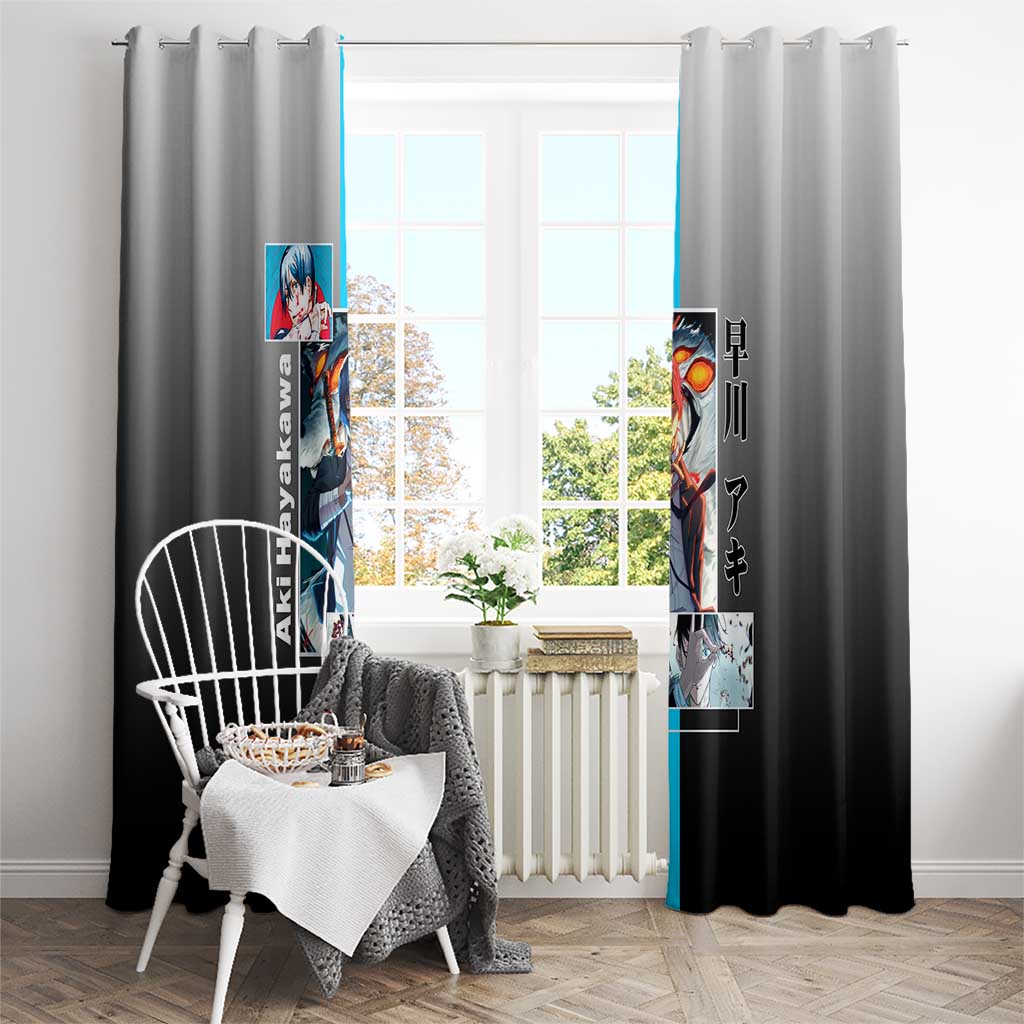 Aki Hayakawa Chainsaw Man Window Curtain with Devil Hunting Pose and Determined Design - The Mazicc
