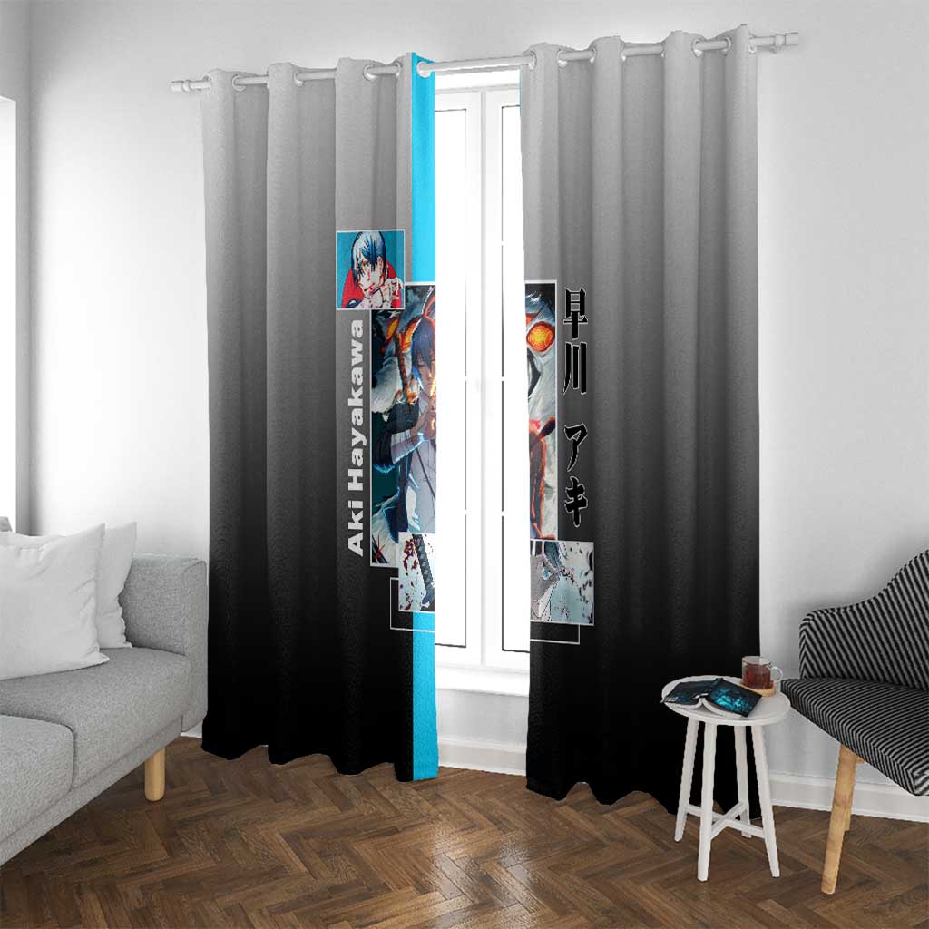 Aki Hayakawa Chainsaw Man Window Curtain with Devil Hunting Pose and Determined Design - The Mazicc