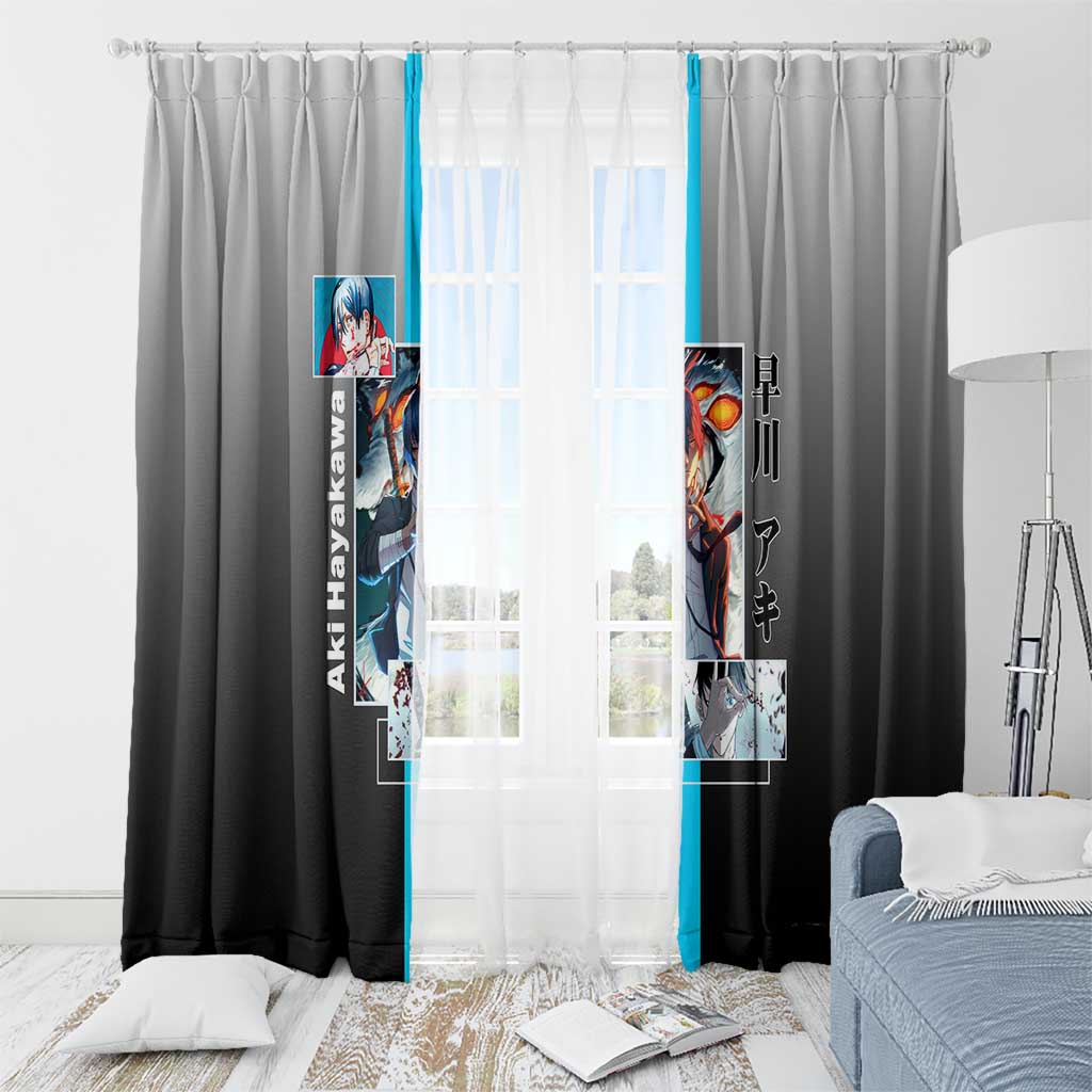 Aki Hayakawa Chainsaw Man Window Curtain with Devil Hunting Pose and Determined Design - The Mazicc
