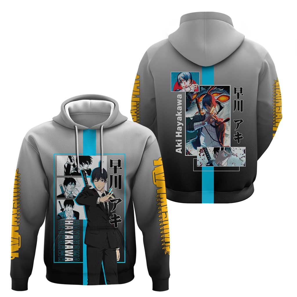 Aki Hayakawa Chainsaw Man Zip Hoodie with Devil Hunting Pose and Determined Design - The Mazicc