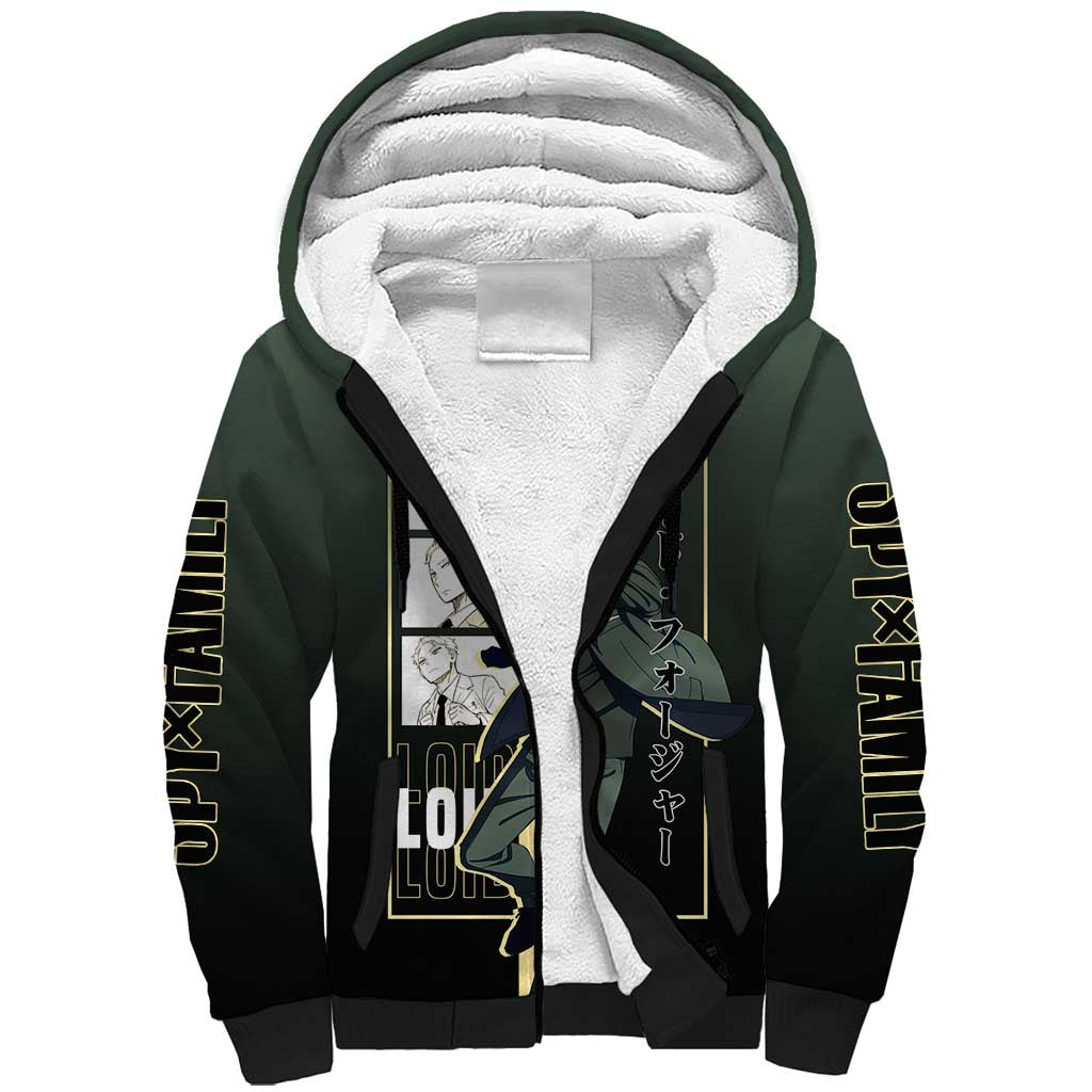 Loid Forger Spy x Family Sherpa Hoodie with Cool Spy Pose and Sleek Design - The Mazicc