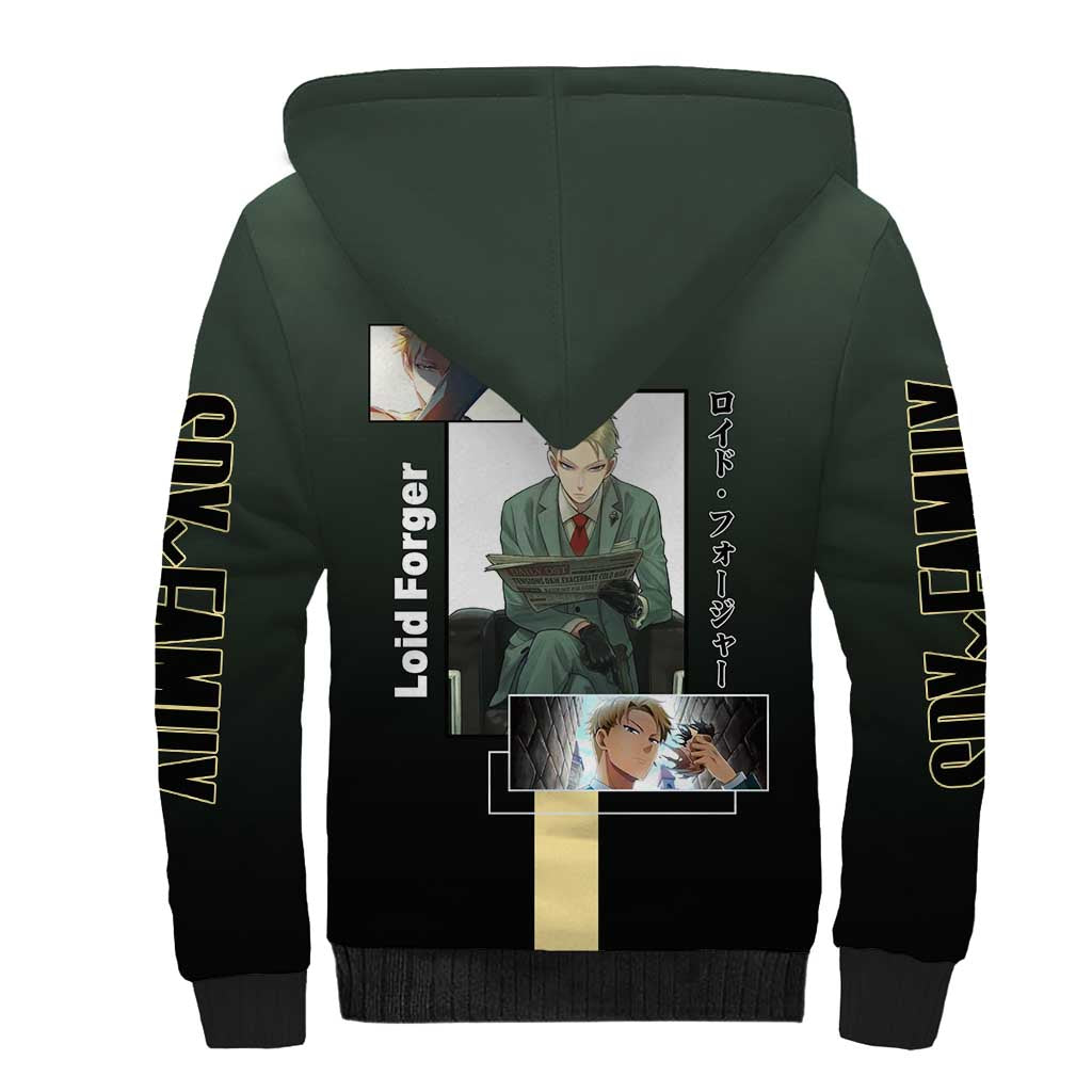 Loid Forger Spy x Family Sherpa Hoodie with Cool Spy Pose and Sleek Design - The Mazicc