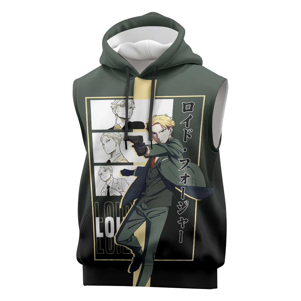 Loid Forger Spy x Family Sleeveless Hoodie with Cool Spy Pose and Sleek Design - The Mazicc