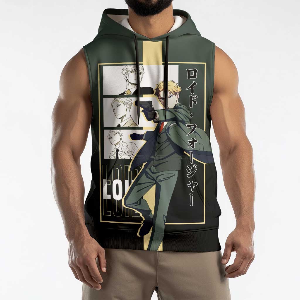 Loid Forger Spy x Family Sleeveless Hoodie with Cool Spy Pose and Sleek Design - The Mazicc