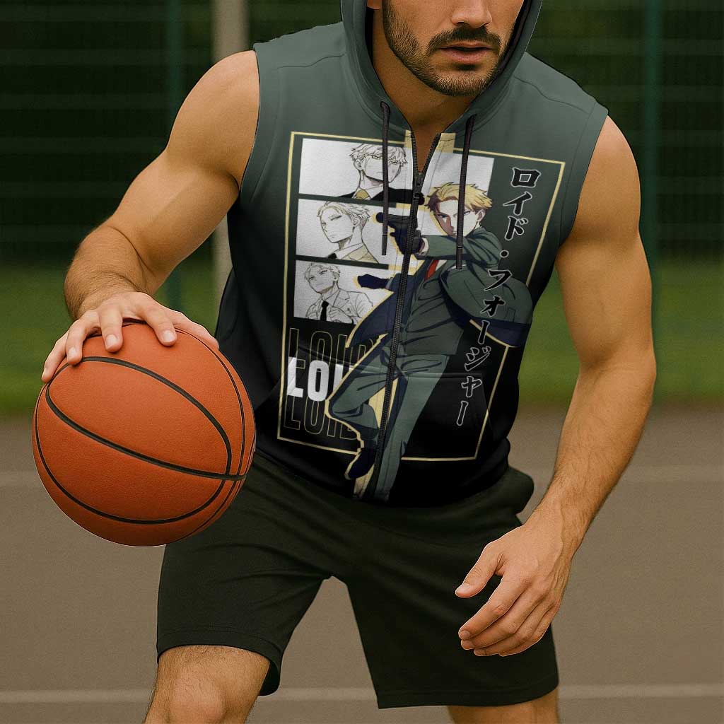 Loid Forger Spy x Family Sleeveless Zip Hoodie with Cool Spy Pose and Sleek Design - The Mazicc