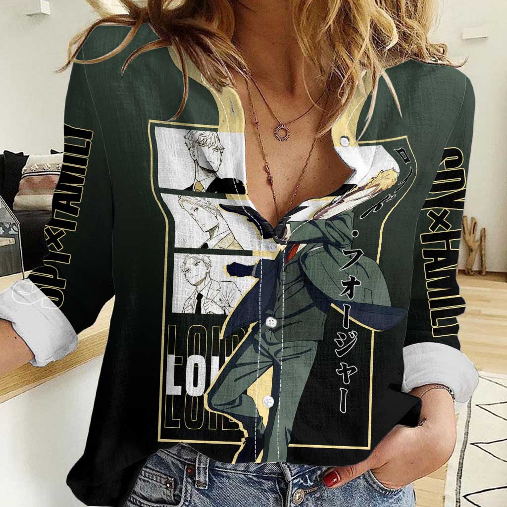 Loid Forger Spy x Family Women Casual Shirt with Cool Spy Pose and Sleek Design - The Mazicc