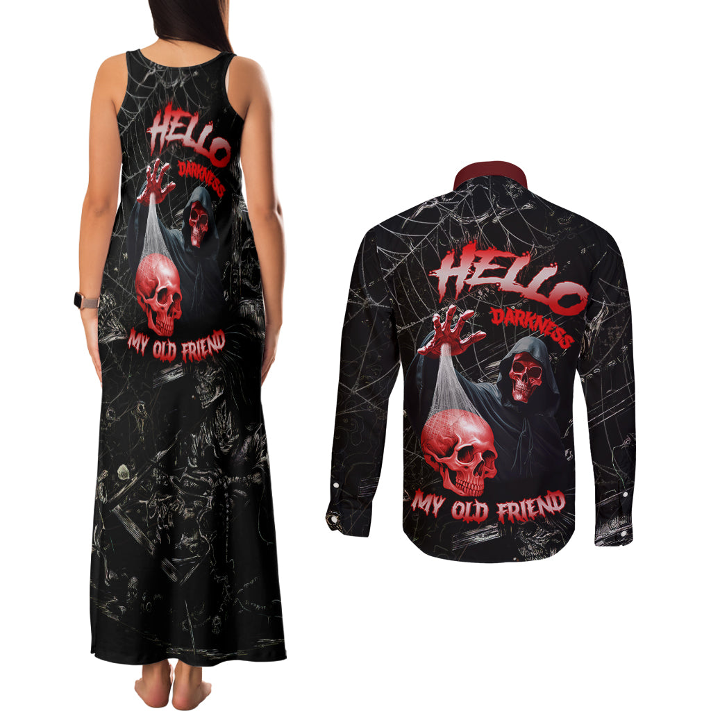 hello-darkness-my-old-friend-skull-couples-matching-tank-maxi-dress-and-long-sleeve-button-shirts
