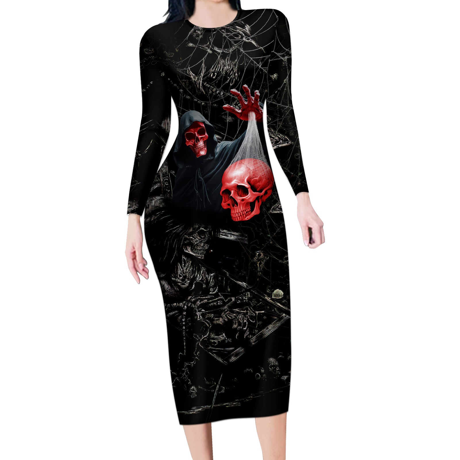 hello-darkness-my-old-friend-skull-long-sleeve-bodycon-dress