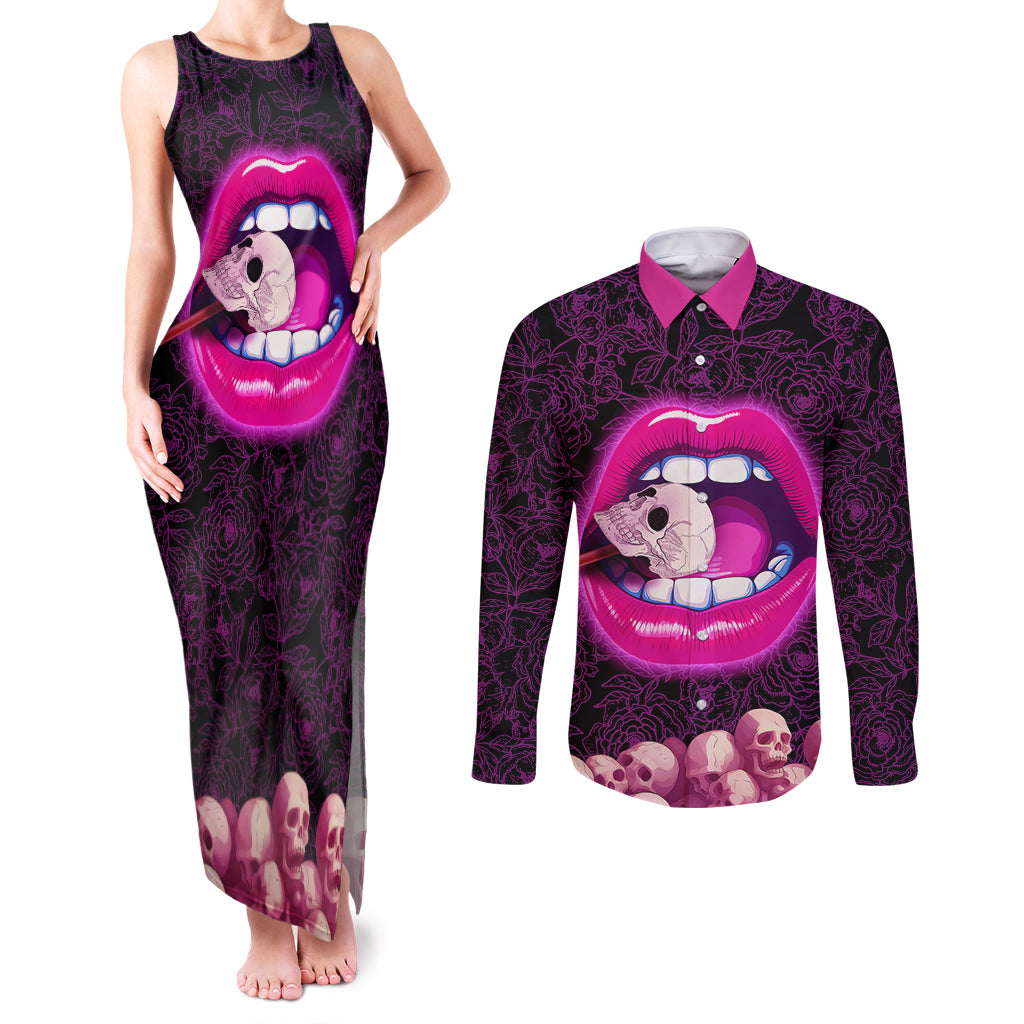 skull-couples-matching-tank-maxi-dress-and-long-sleeve-button-shirts-dont-cry-say-fuck-you-and-smile