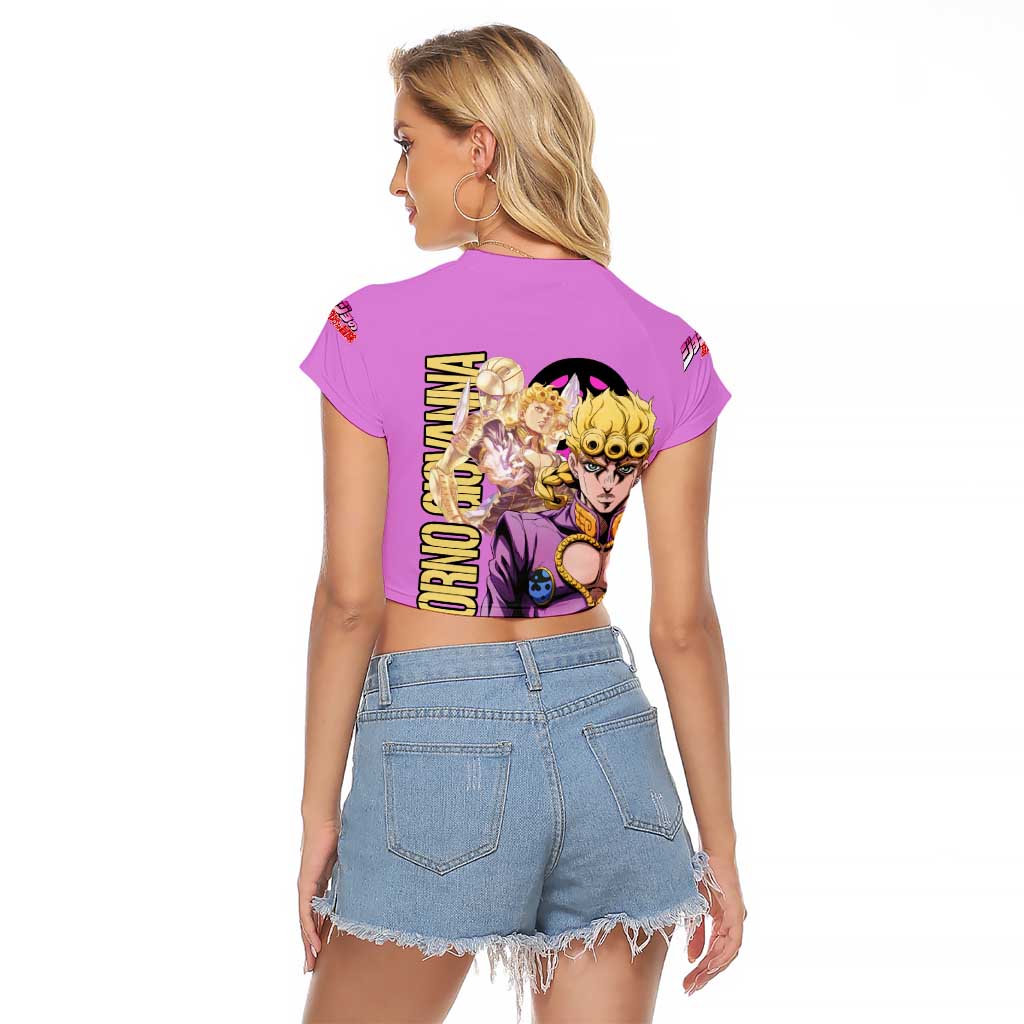 Giorno Giovanna Jojo’s Bizarre Adventure Raglan Cropped T Shirt Anime Style