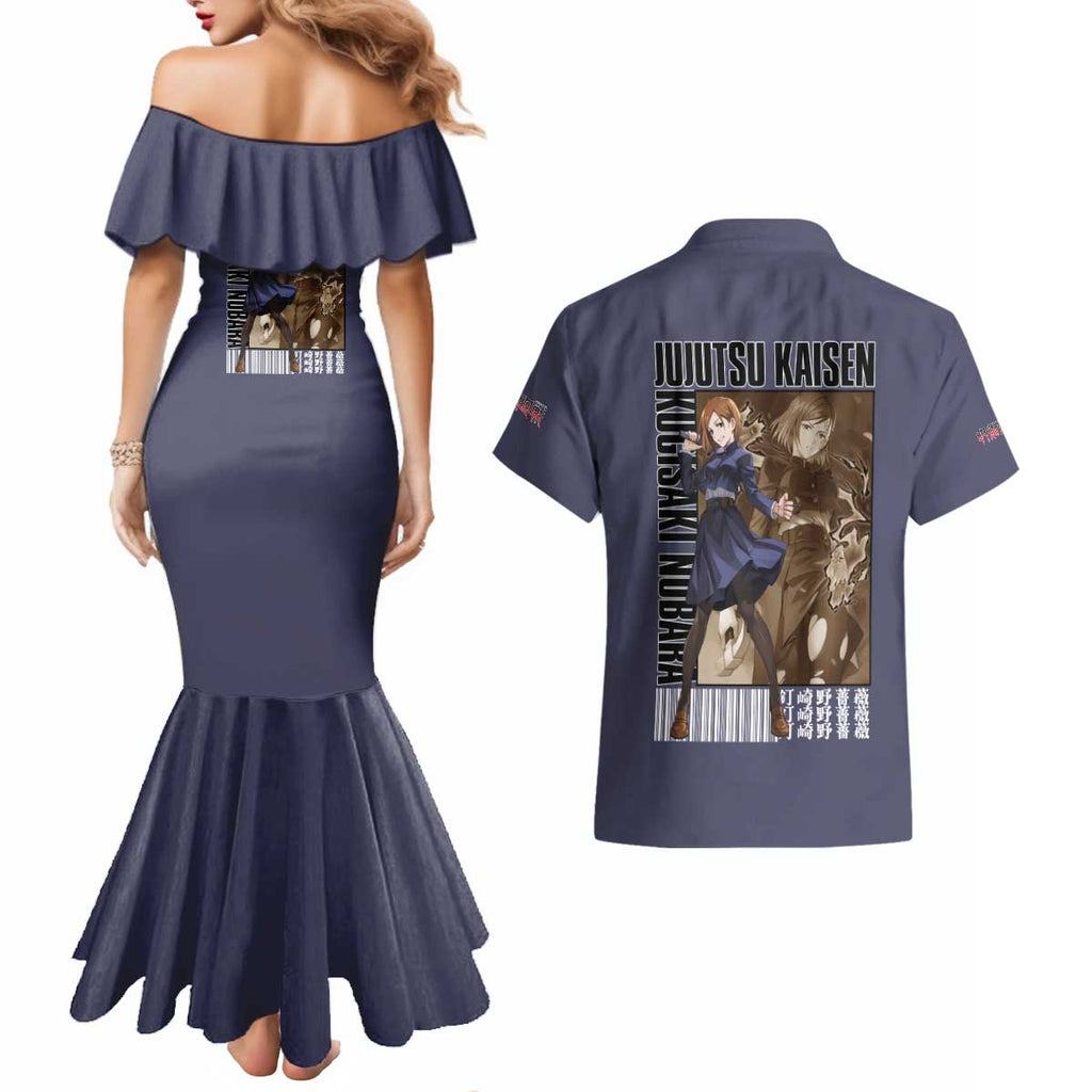 Kugisaki Nobara Jujutsu Kaisen Couples Matching Mermaid Dress and Hawaiian Shirt Anime Style