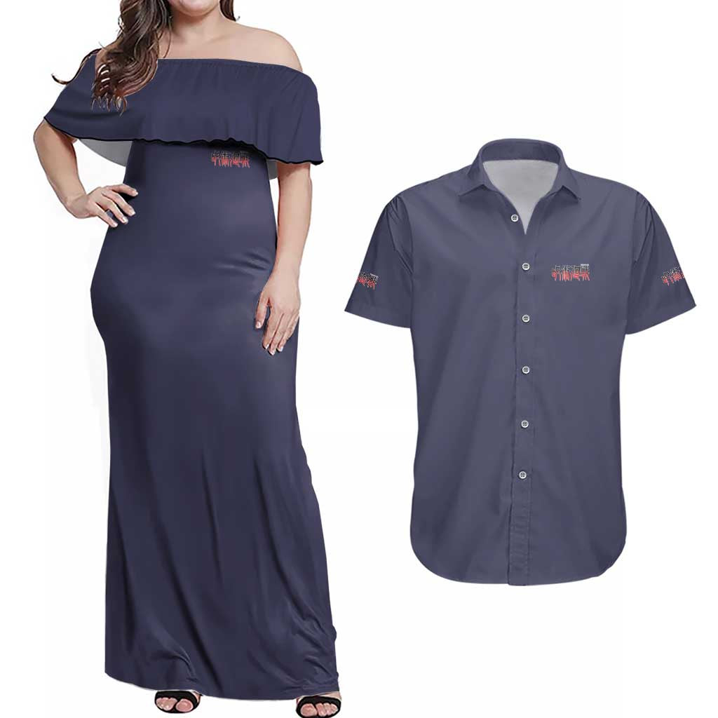Kugisaki Nobara Jujutsu Kaisen Couples Matching Off Shoulder Maxi Dress and Hawaiian Shirt Anime Style
