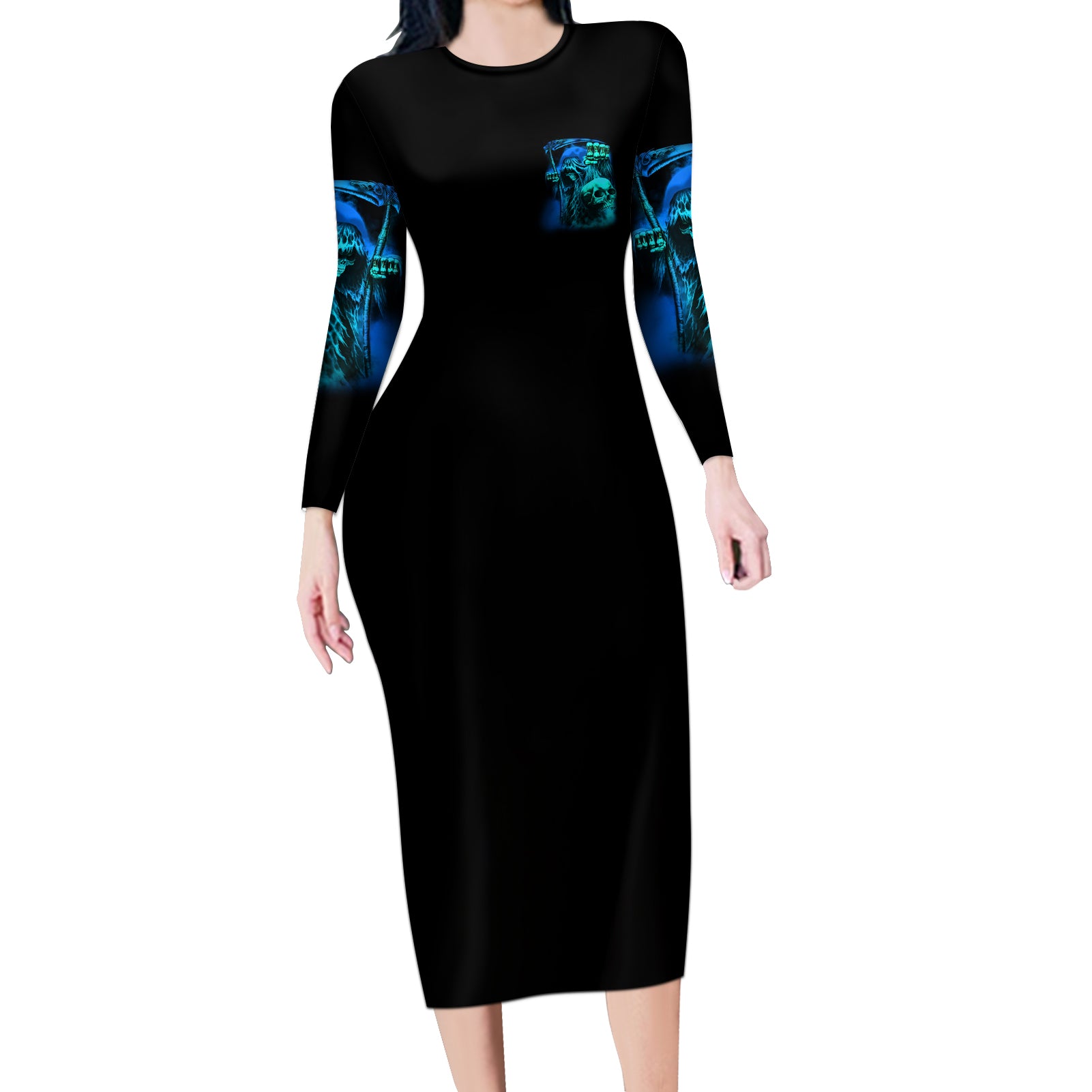 tread-carefully-skull-long-sleeve-bodycon-dress