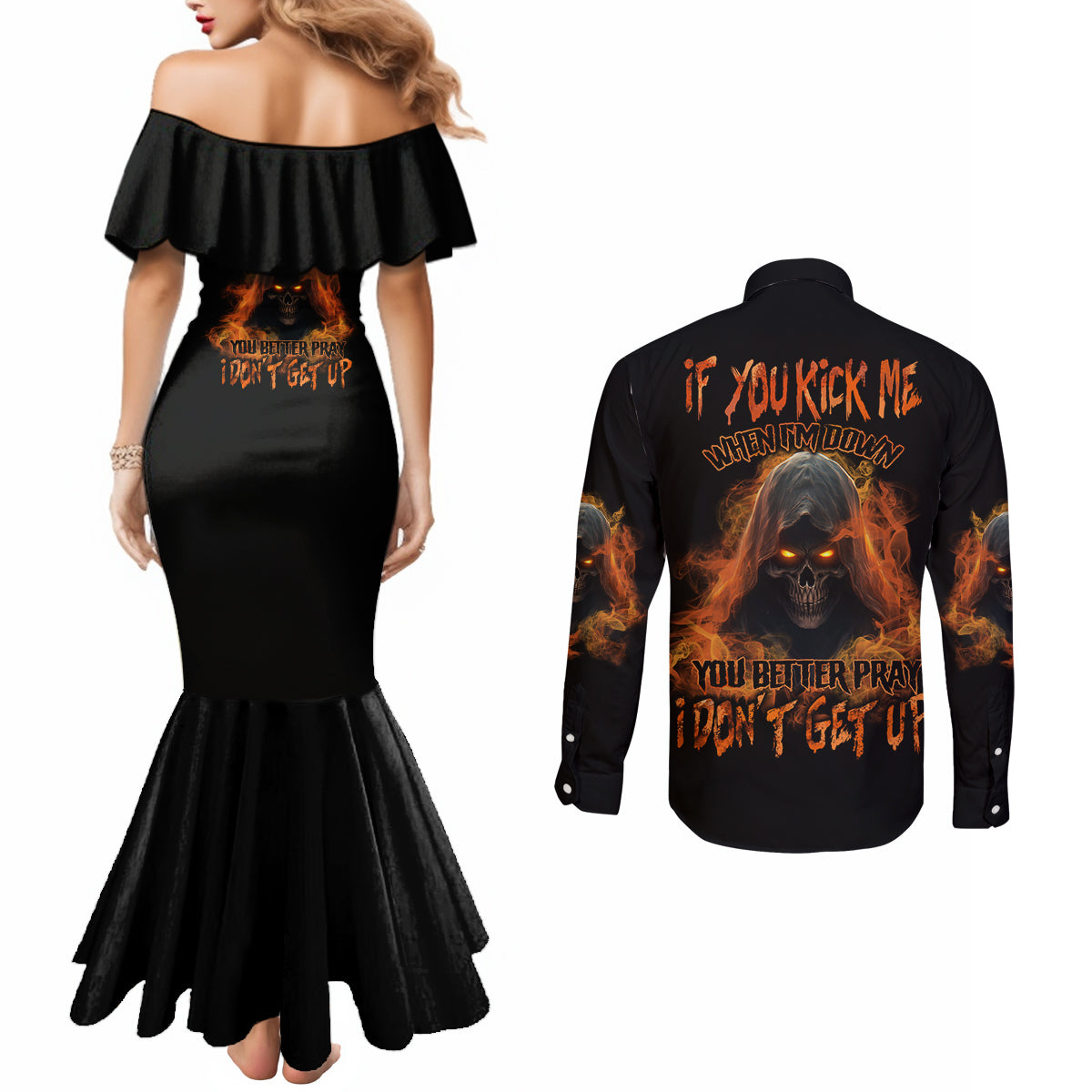 if-you-kick-me-when-im-down-couples-matching-mermaid-dress-and-long-sleeve-button-shirt