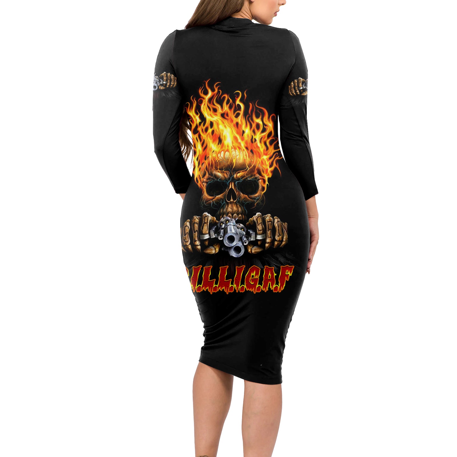 dilligaf-flame-skull-with-g-long-sleeve-bodycon-dress