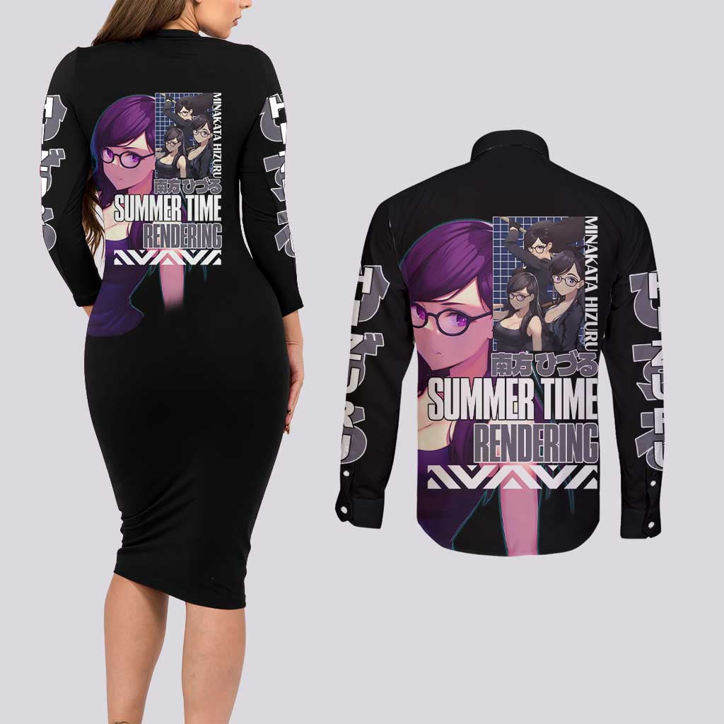 Minakata Hizuru Summer Time Rendering Couples Matching Long Sleeve Bodycon Dress and Long Sleeve Button Shirt Japan Anime Style - The Mazicc