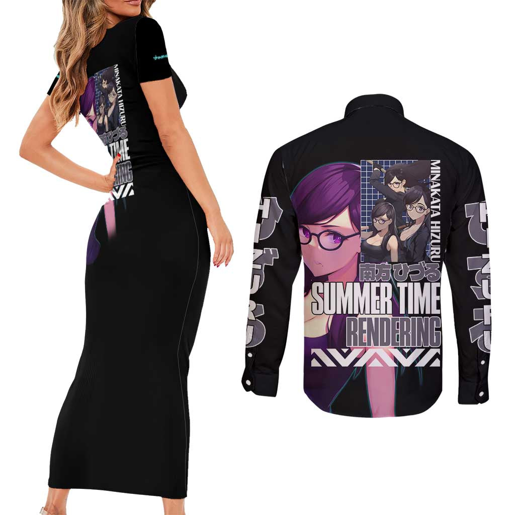 Minakata Hizuru Summer Time Rendering Couples Matching Short Sleeve Bodycon Dress and Long Sleeve Button Shirt Japan Anime Style - The Mazicc