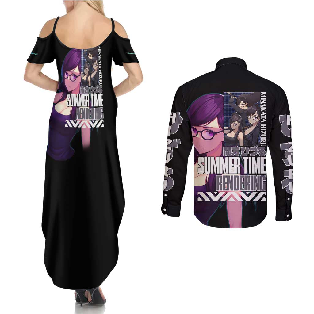 Minakata Hizuru Summer Time Rendering Couples Matching Summer Maxi Dress and Long Sleeve Button Shirt Japan Anime Style - The Mazicc