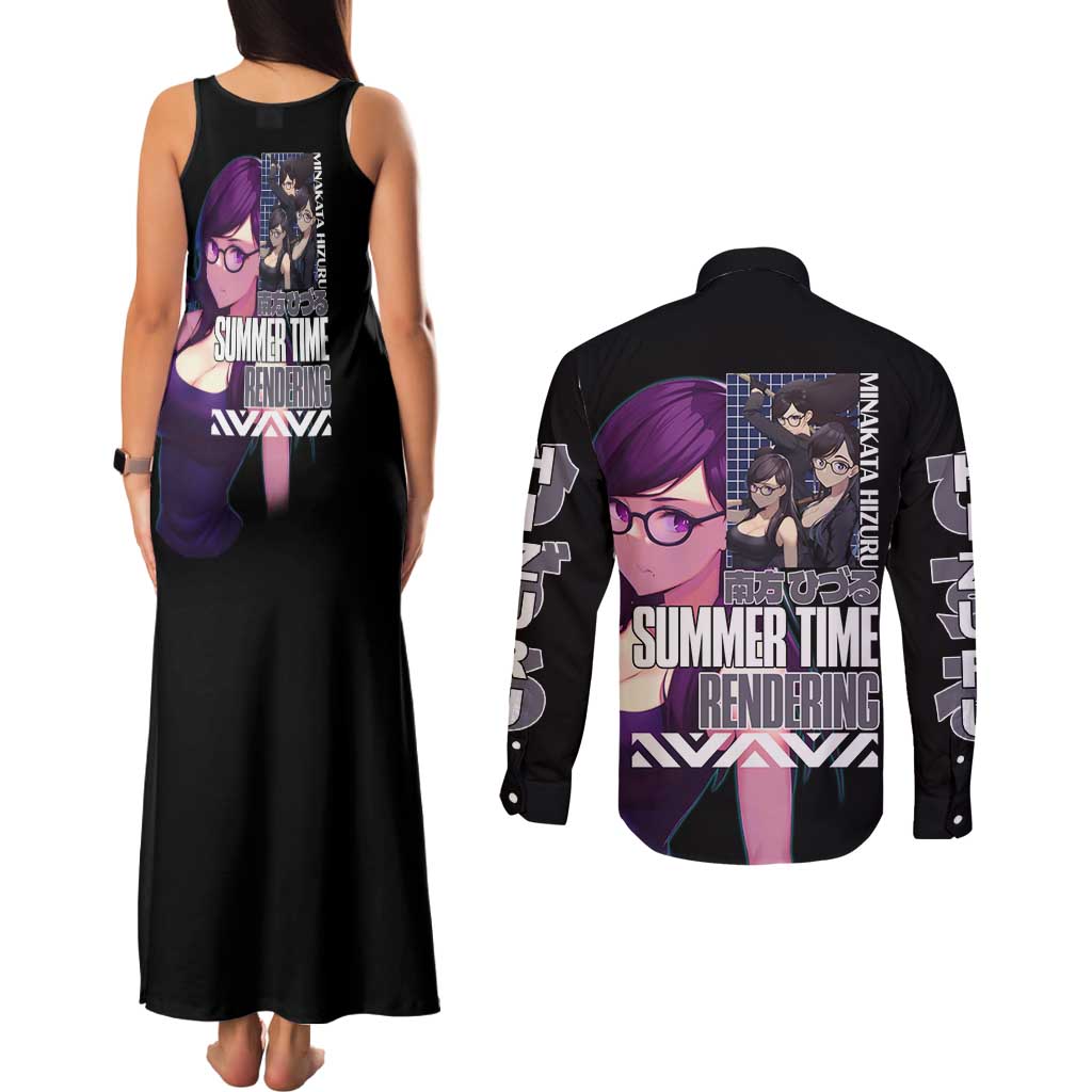 Minakata Hizuru Summer Time Rendering Couples Matching Tank Maxi Dress and Long Sleeve Button Shirt Japan Anime Style - The Mazicc