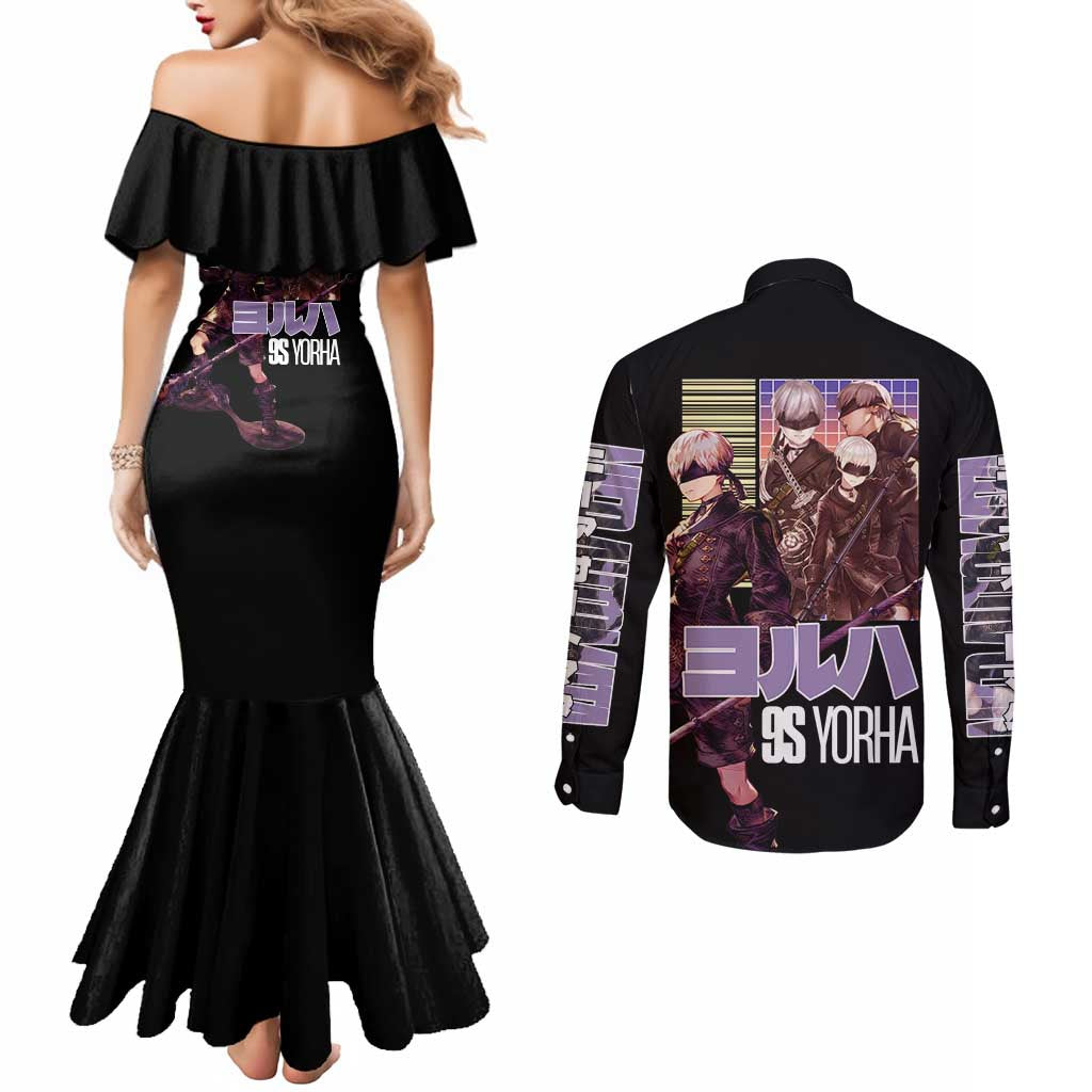 9S Nier Automata Couples Matching Mermaid Dress and Long Sleeve Button Shirt Japan Anime Style - The Mazicc