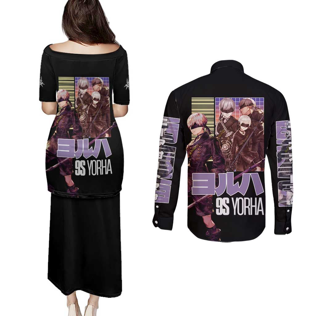 9S Nier Automata Couples Matching Puletasi and Long Sleeve Button Shirt Japan Anime Style - The Mazicc