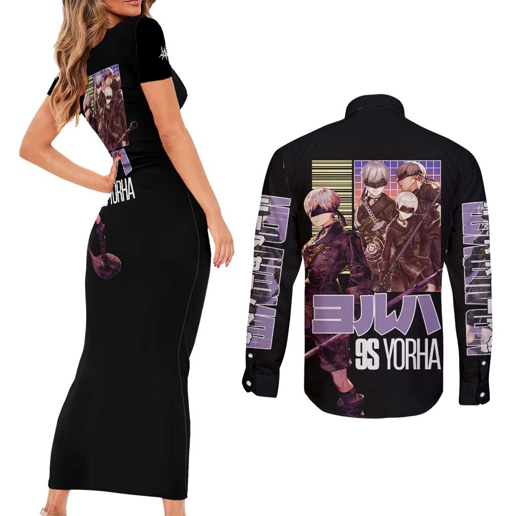 9S Nier Automata Couples Matching Short Sleeve Bodycon Dress and Long Sleeve Button Shirt Japan Anime Style - The Mazicc