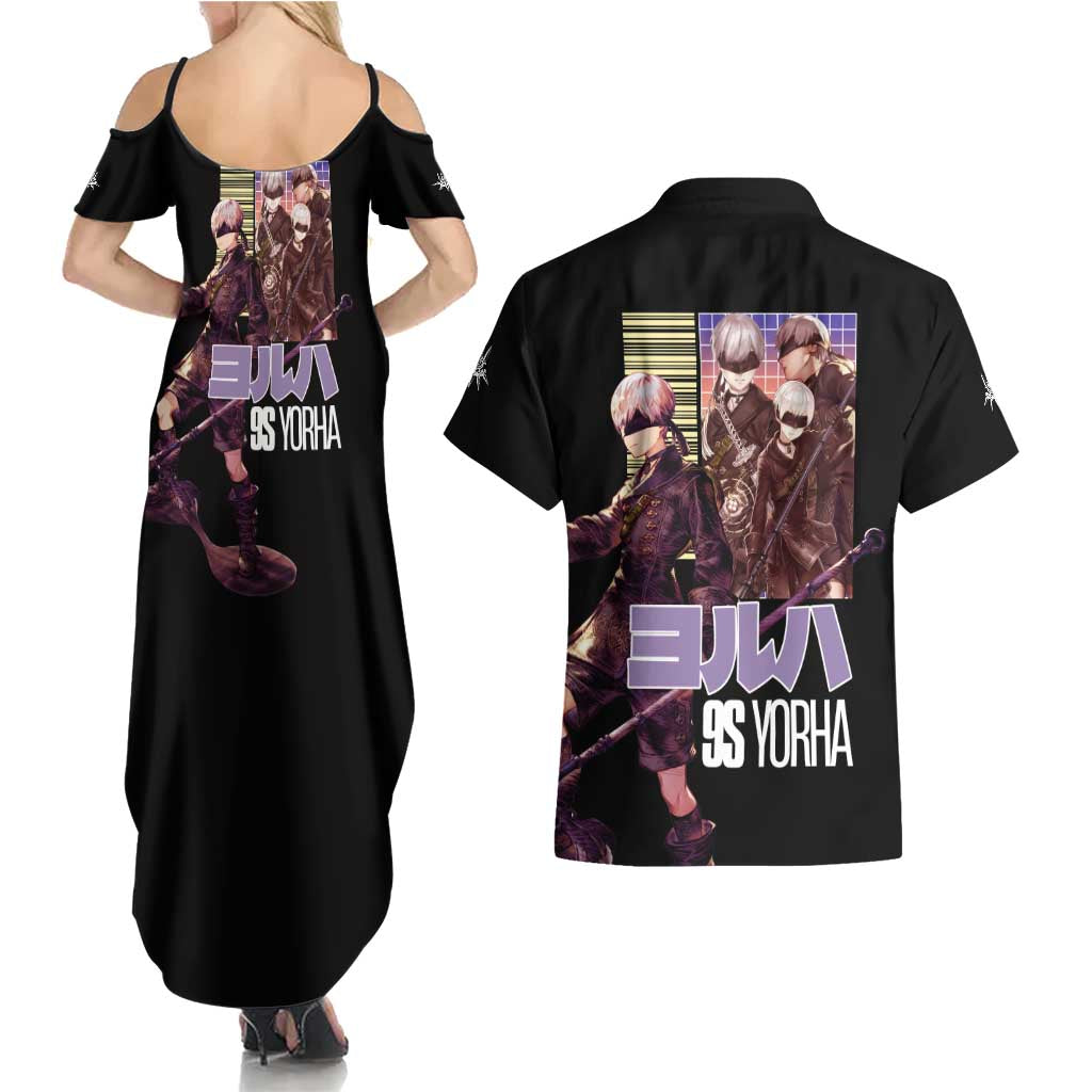 9S Nier Automata Couples Matching Summer Maxi Dress and Hawaiian Shirt Japan Anime Style - The Mazicc