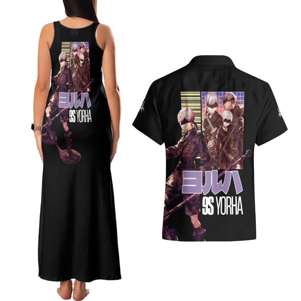 9S Nier Automata Couples Matching Tank Maxi Dress and Hawaiian Shirt Japan Anime Style - The Mazicc
