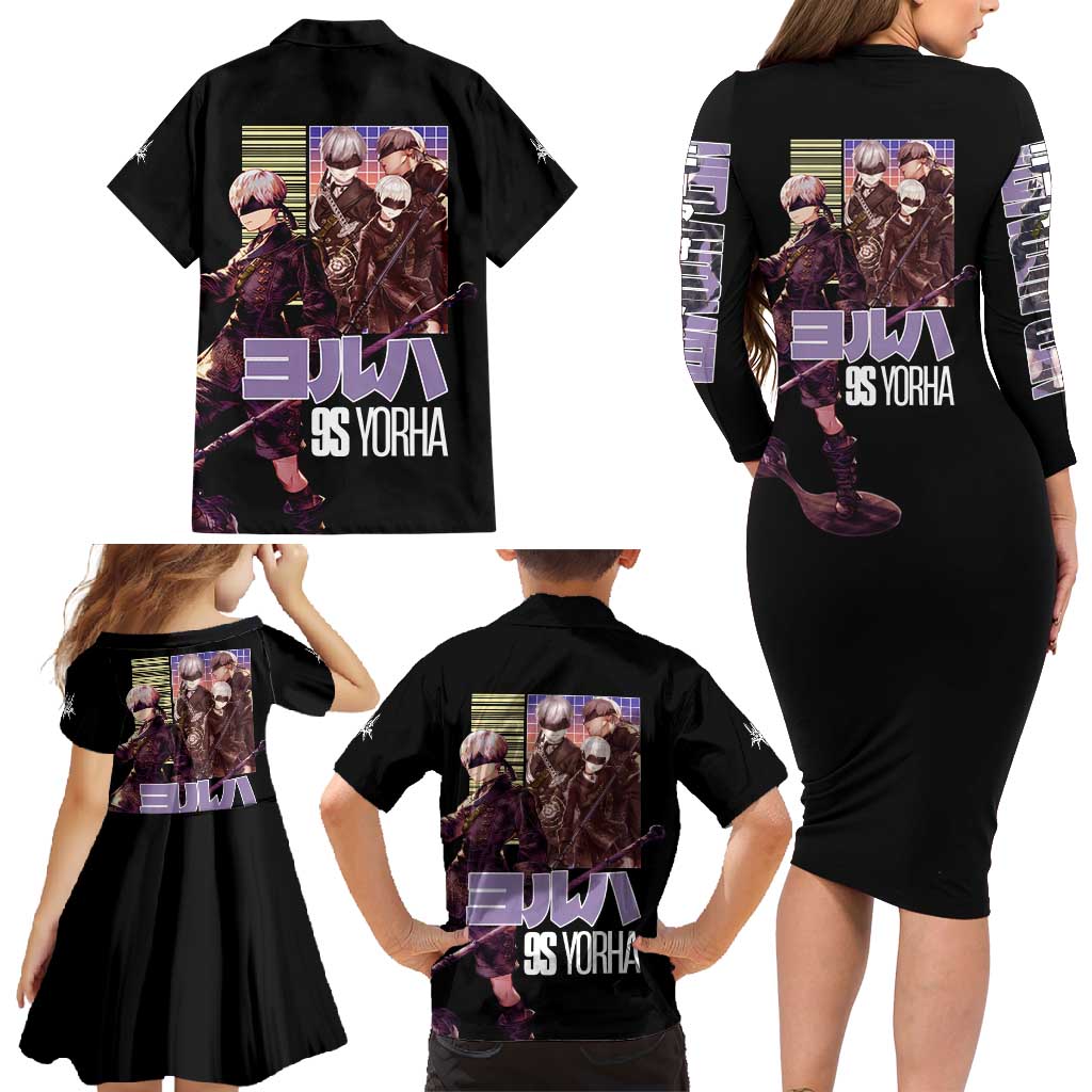 9S Nier Automata Family Matching Long Sleeve Bodycon Dress and Hawaiian Shirt Japan Anime Style - The Mazicc