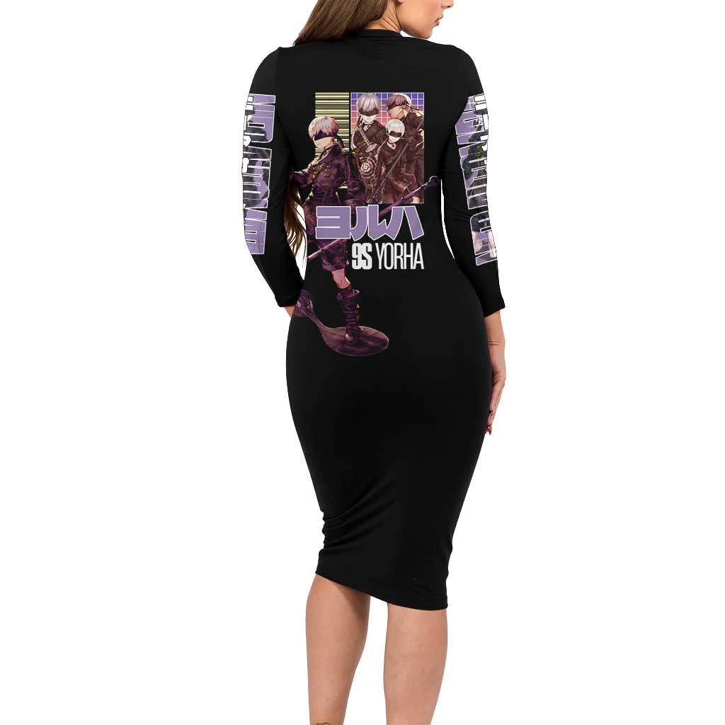 9S Nier Automata Family Matching Long Sleeve Bodycon Dress and Hawaiian Shirt Japan Anime Style - The Mazicc