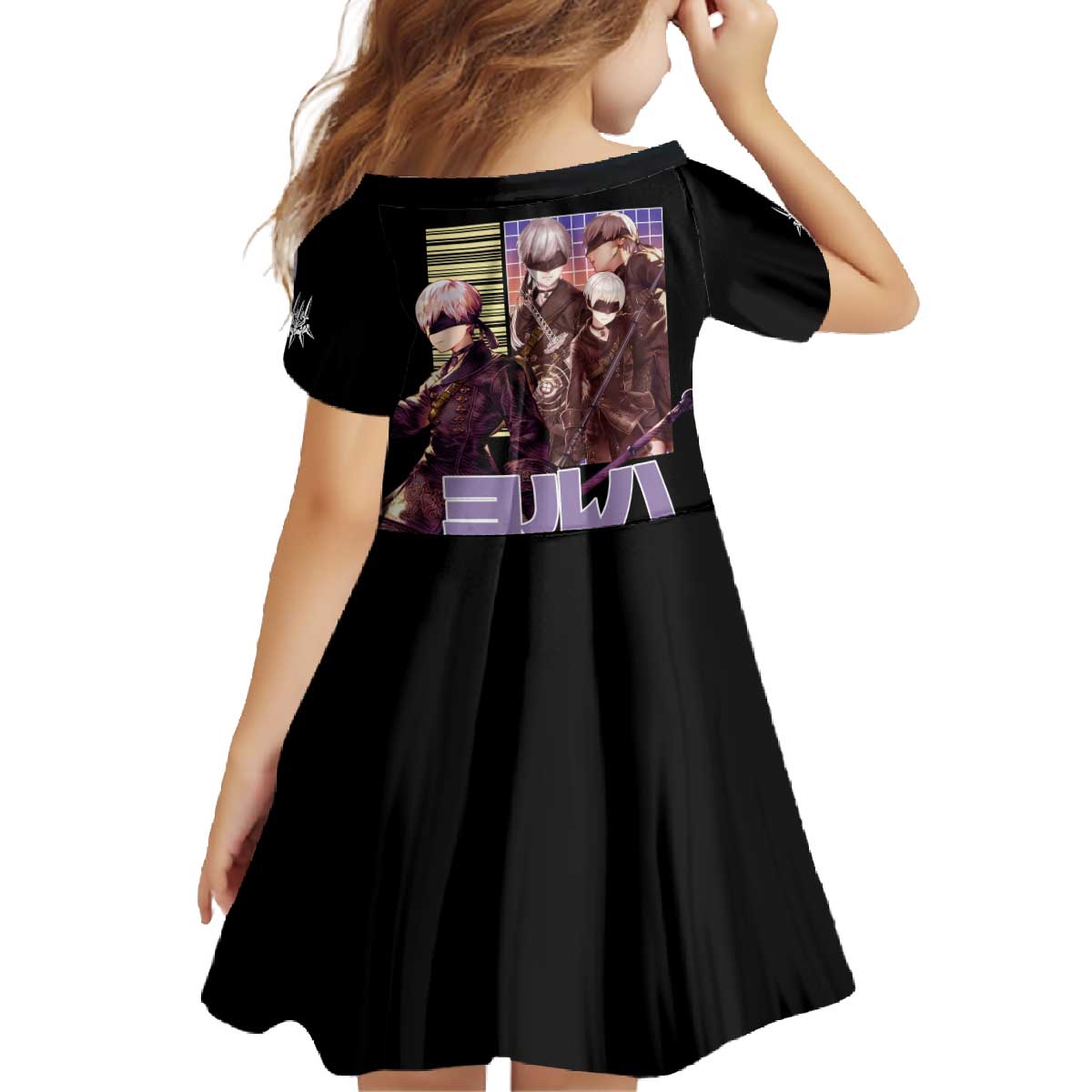 9S Nier Automata Family Matching Off The Shoulder Long Sleeve Dress and Hawaiian Shirt Japan Anime Style - The Mazicc