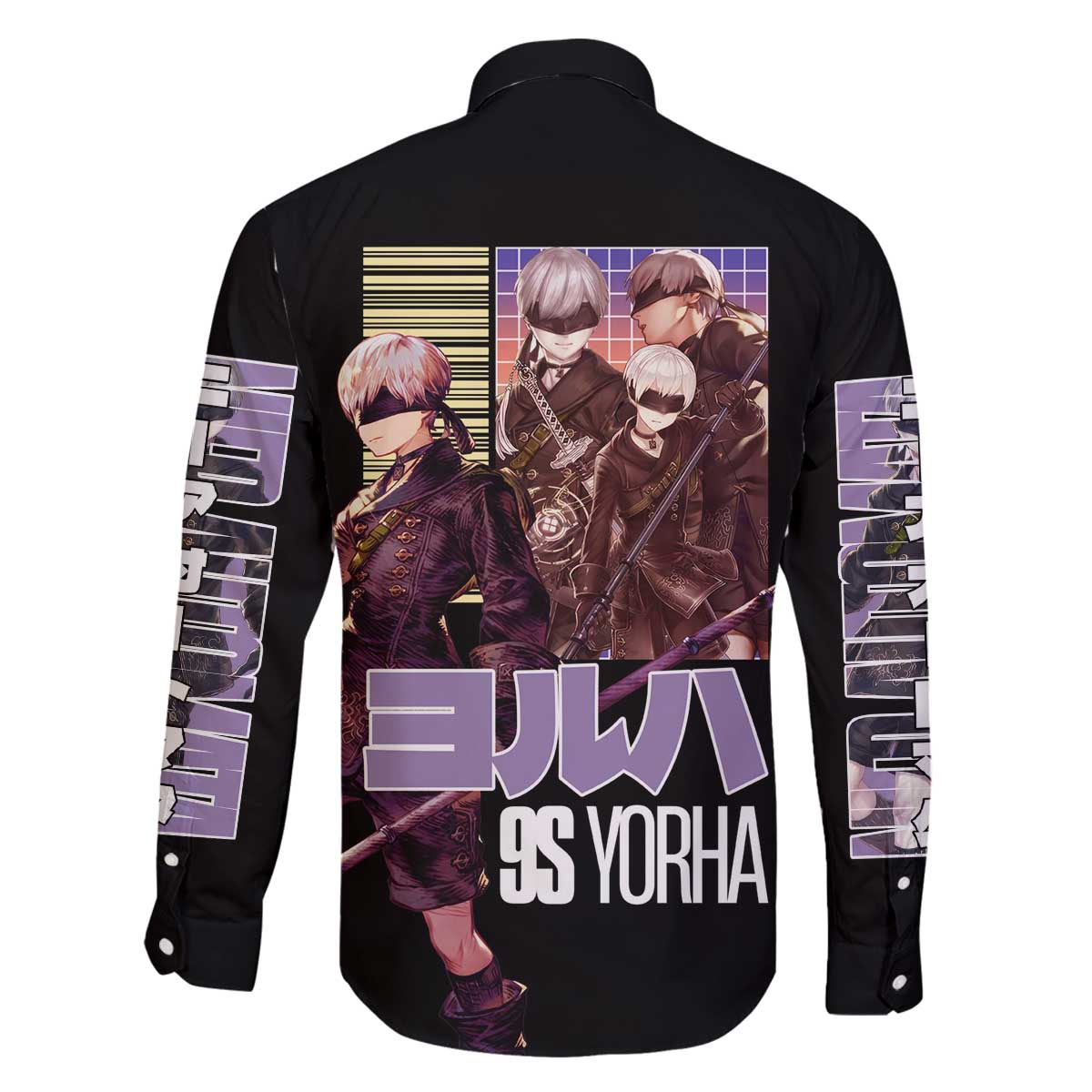9S Nier Automata Family Matching Off The Shoulder Long Sleeve Dress and Hawaiian Shirt Japan Anime Style - The Mazicc