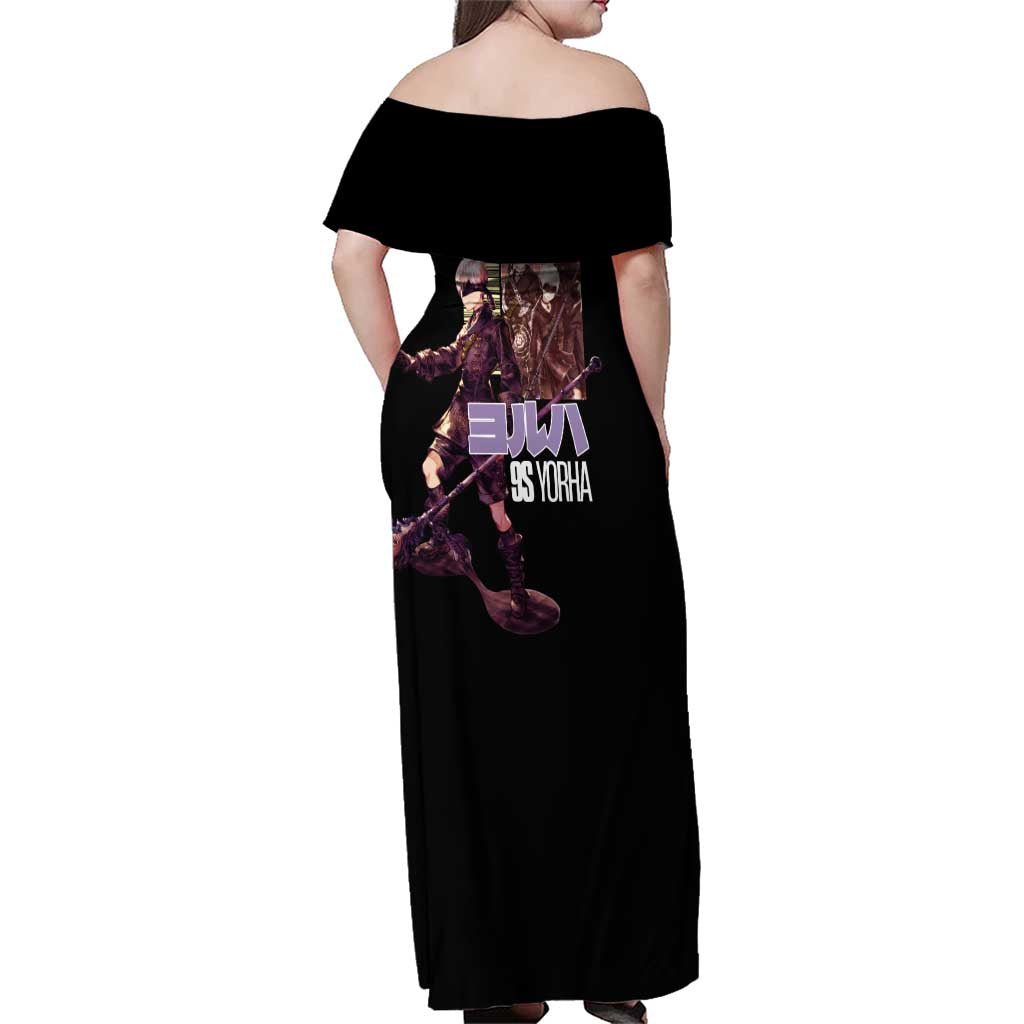9S Nier Automata Family Matching Off Shoulder Maxi Dress and Hawaiian Shirt Japan Anime Style - The Mazicc