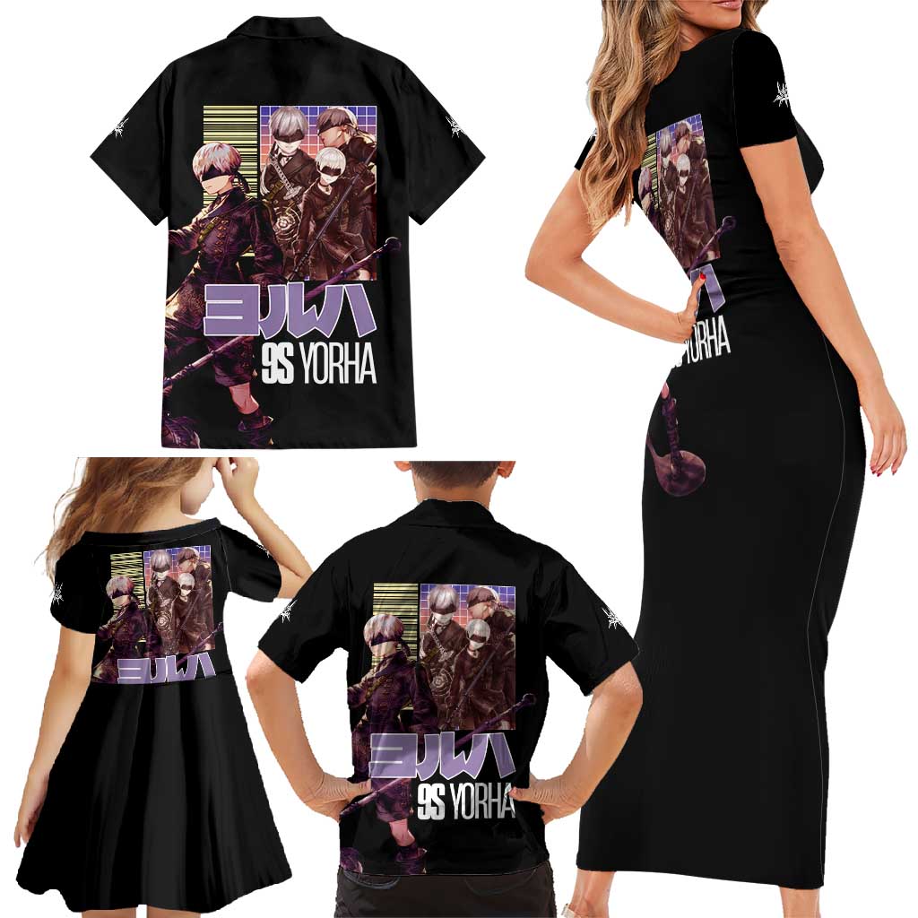 9S Nier Automata Family Matching Short Sleeve Bodycon Dress and Hawaiian Shirt Japan Anime Style - The Mazicc