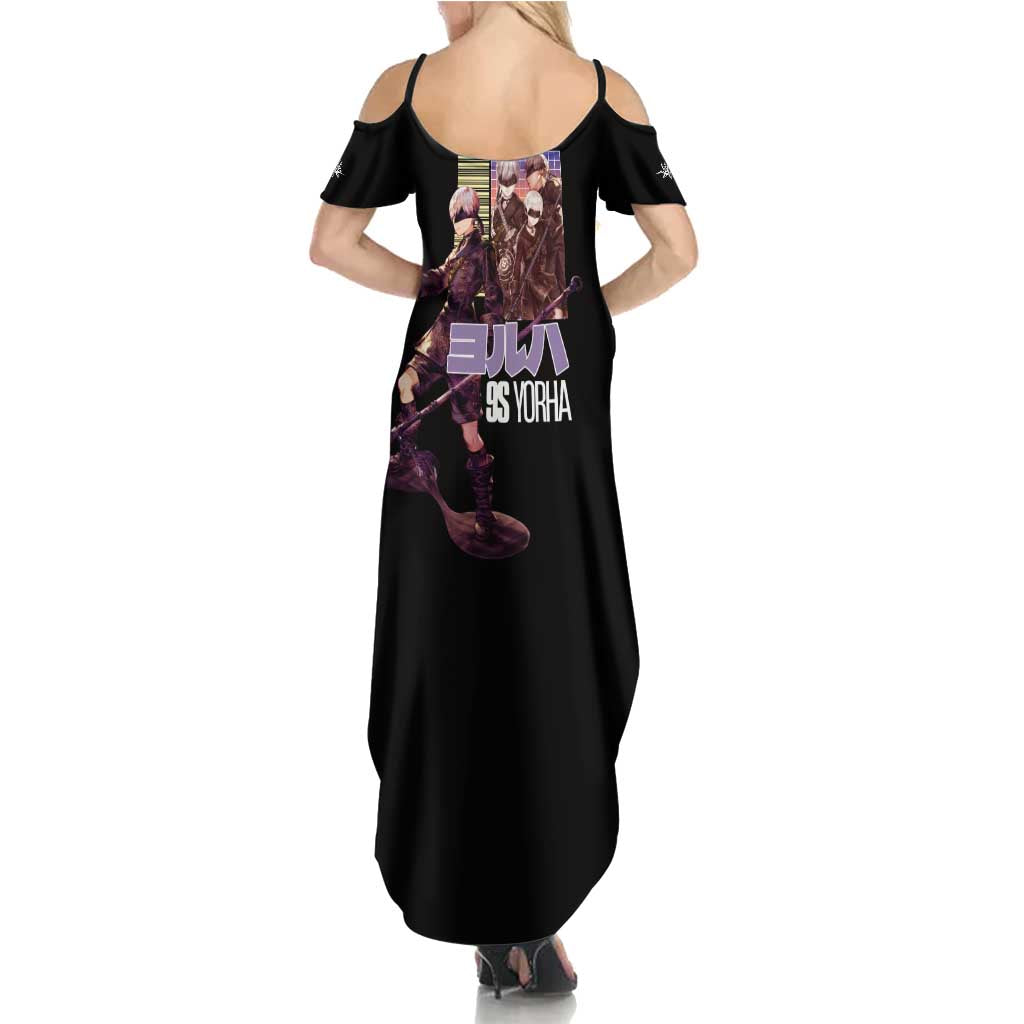 9S Nier Automata Family Matching Summer Maxi Dress and Hawaiian Shirt Japan Anime Style - The Mazicc