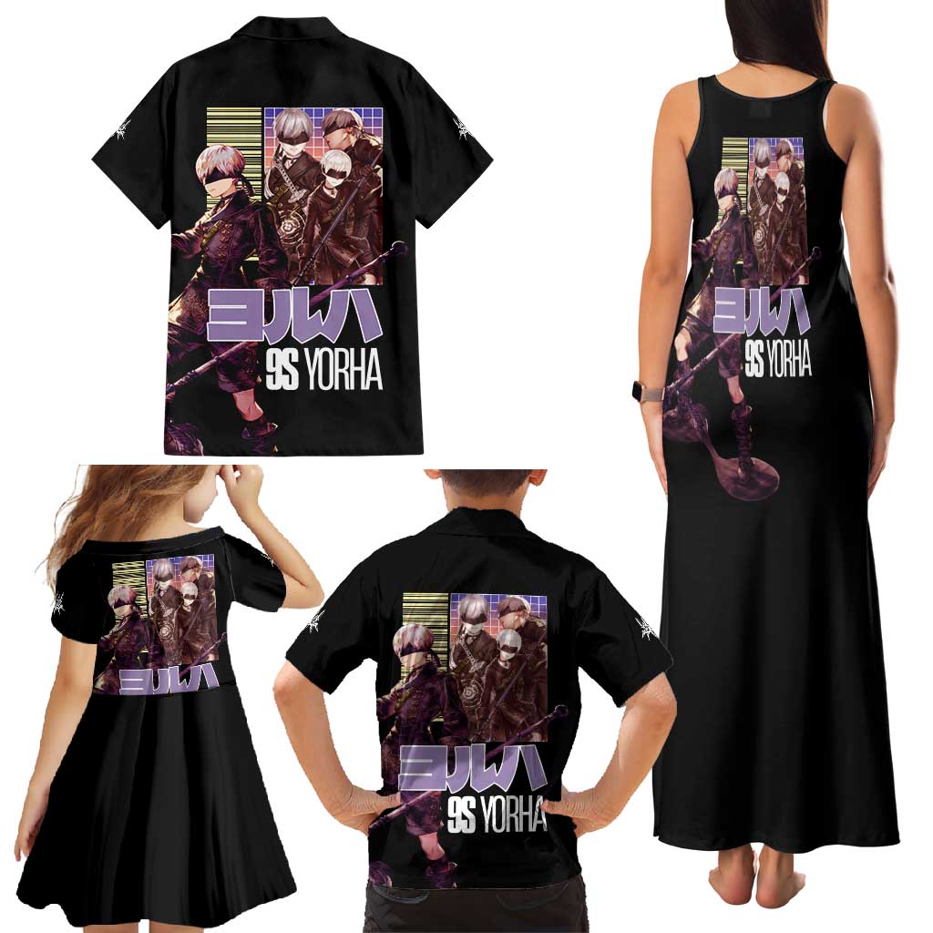 9S Nier Automata Family Matching Tank Maxi Dress and Hawaiian Shirt Japan Anime Style - The Mazicc