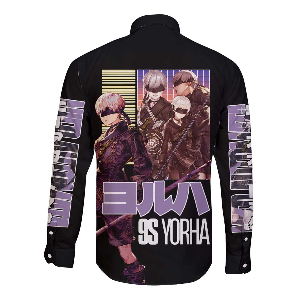 9S Nier Automata Long Sleeve Button Shirt Japan Anime Style - The Mazicc