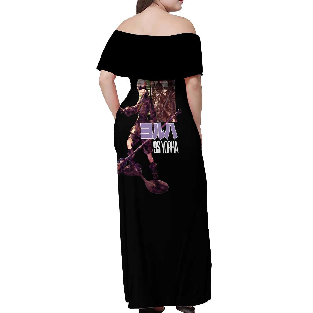 9S Nier Automata Off Shoulder Maxi Dress Japan Anime Style - The Mazicc