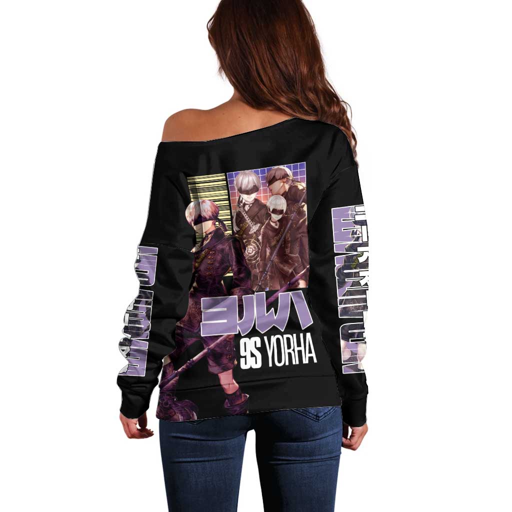 9S Nier Automata Off Shoulder Sweater Japan Anime Style - The Mazicc