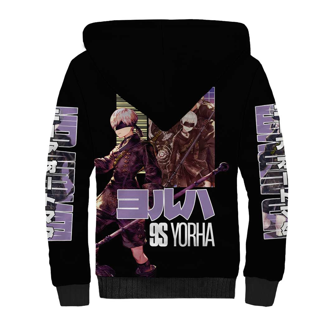 9S Nier Automata Sherpa Hoodie Japan Anime Style - The Mazicc