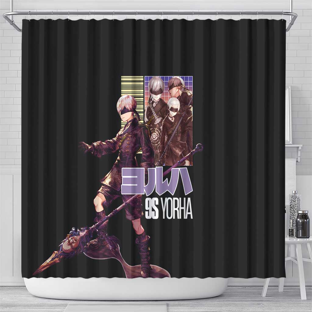 9S Nier Automata Shower Curtain Japan Anime Style - The Mazicc