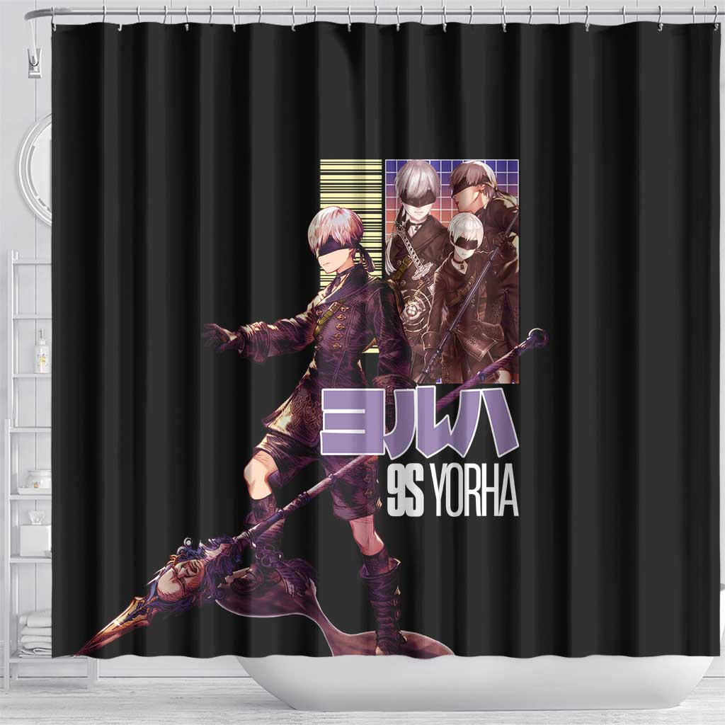 9S Nier Automata Shower Curtain Japan Anime Style - The Mazicc