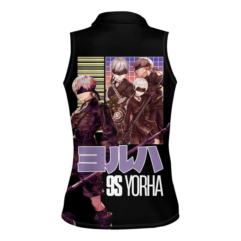 9S Nier Automata Women Sleeveless Polo Shirt Japan Anime Style - The Mazicc