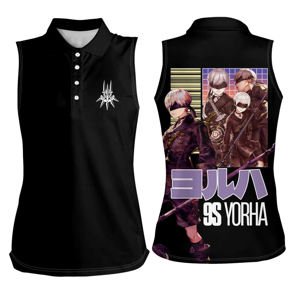 9S Nier Automata Women Sleeveless Polo Shirt Japan Anime Style - The Mazicc