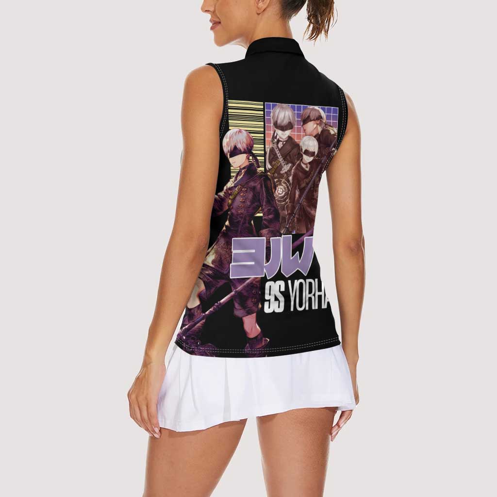 9S Nier Automata Women Sleeveless Polo Shirt Japan Anime Style - The Mazicc