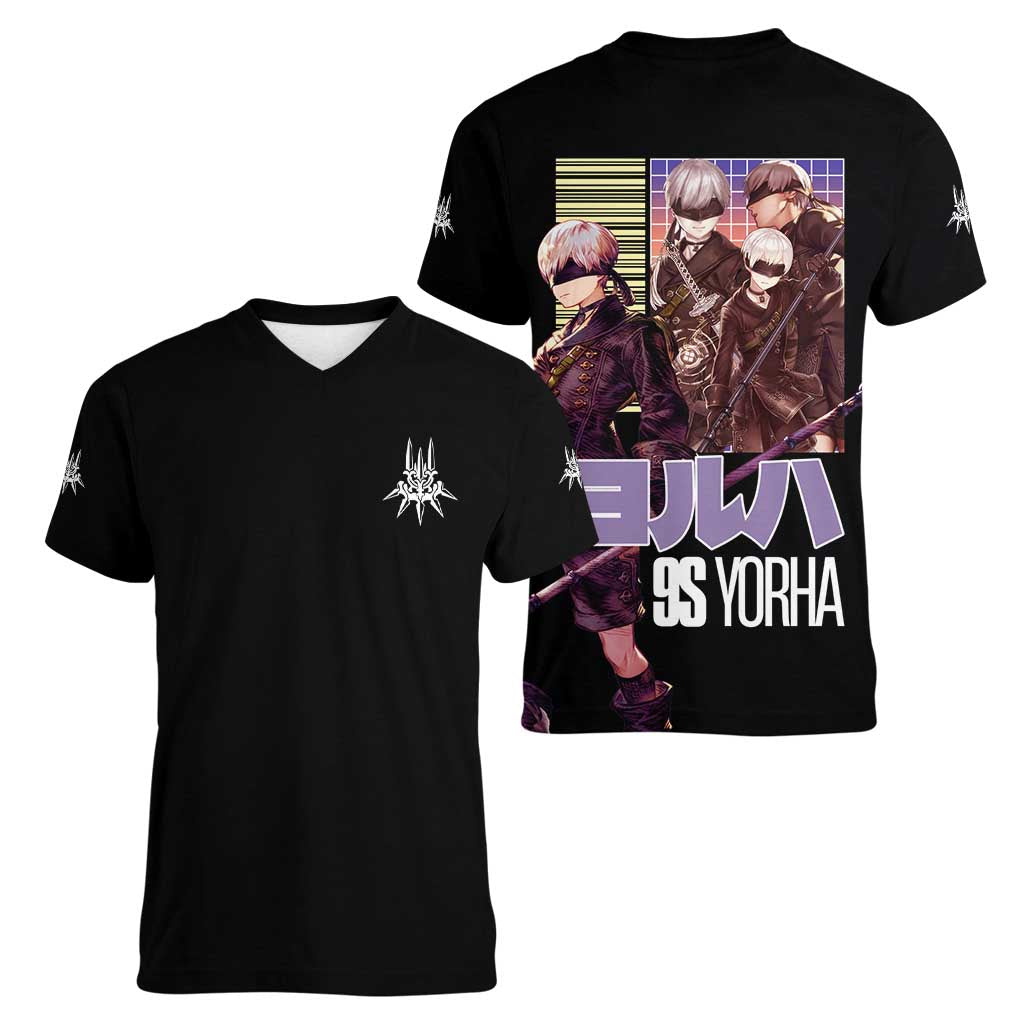 9S Nier Automata Women V-Neck T-Shirt Japan Anime Style - The Mazicc