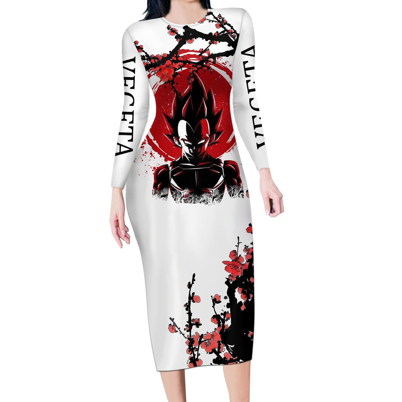 Vegeta Anime Japan Style Long Sleeve Bodycon Dress