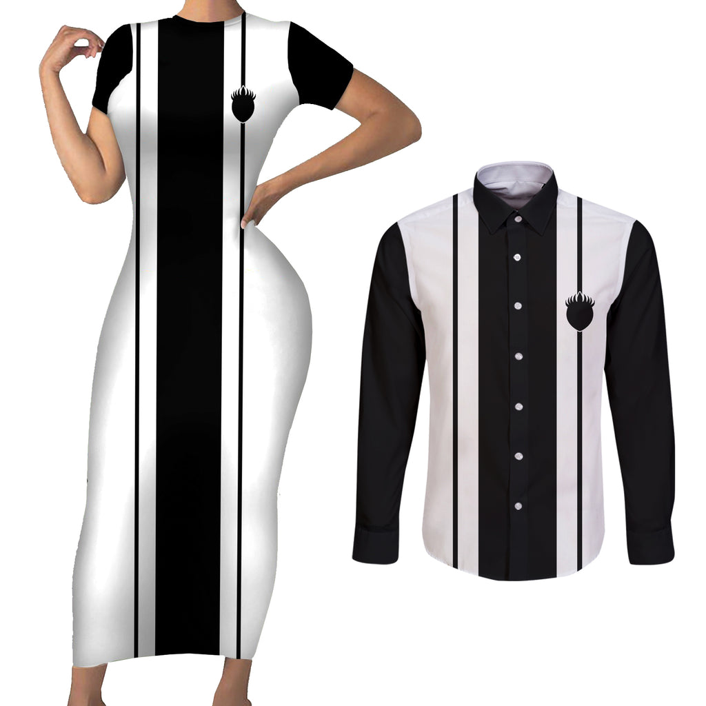 Twelfth Division Gotei 13 Couples Matching Short Sleeve Bodycon Dress and Long Sleeve Button Shirt