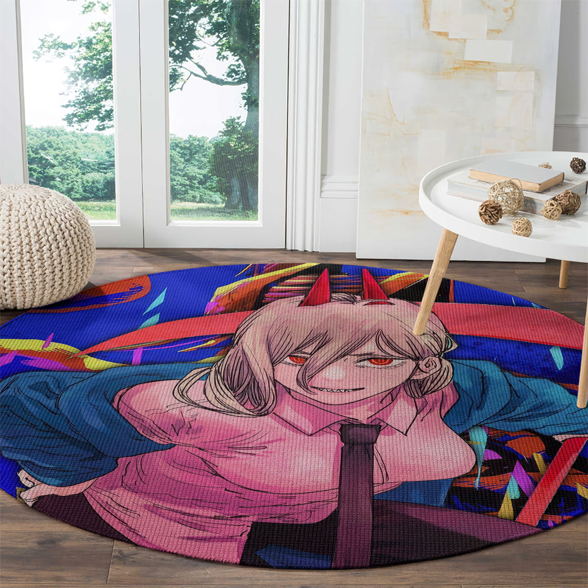 Power Chansaw Man Round Carpet