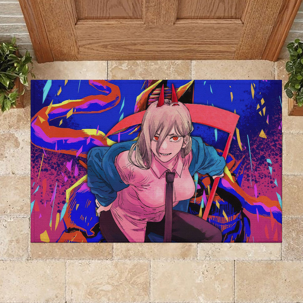 Power Chansaw Man Rubber Doormat